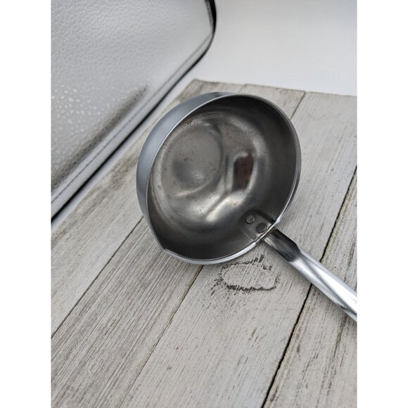 Vintage Ekco #1 Chromium Plate Green Handle Spout Ladle 10 3/4" - Picture 3 of 7